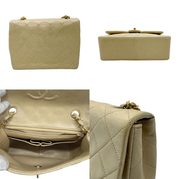 z0598 3 c Chanel Matelasse Leather Crossbody Shoulder Bag Beige