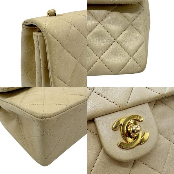 z0598 7 c Chanel Matelasse Leather Crossbody Shoulder Bag Beige