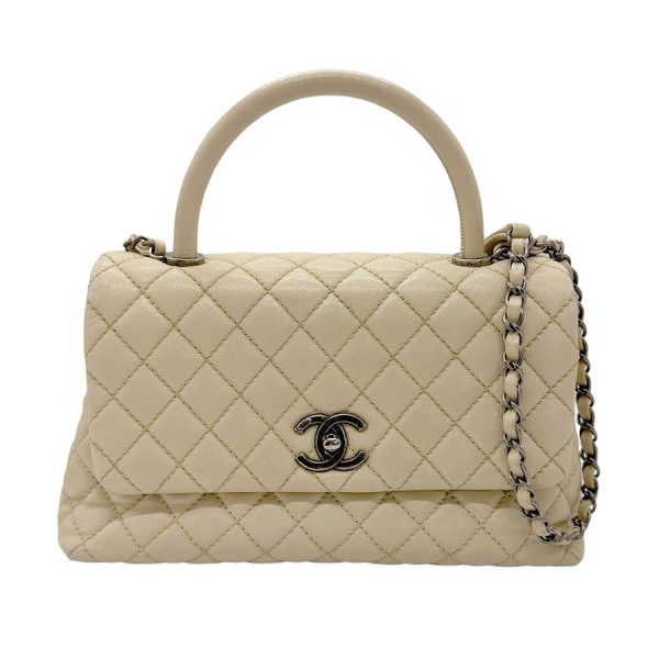 z0606 1 Chanel Coco Handle Caviar Skin Leather Shoulder Bag Gray