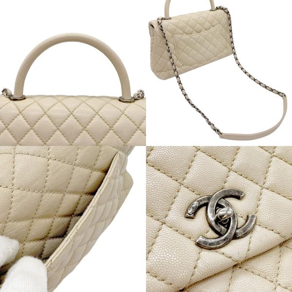 z0606 10 c Chanel Coco Handle Caviar Skin Leather Shoulder Bag Gray