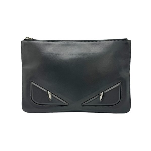 z0628 1 Fendi Leather Bag Bugs Clutch Bag Gray