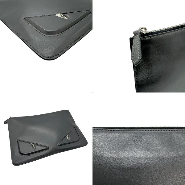 z0628 7 c Fendi Leather Bag Bugs Clutch Bag Gray