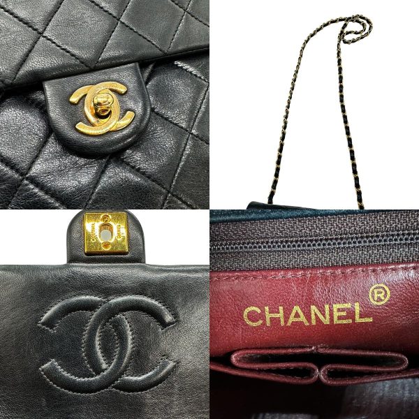 z0639 10 c Chanel Matelasse Leather Chain Shoulder Bag Black