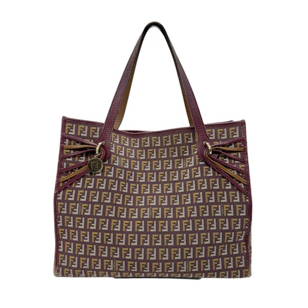 z0642 1 Fendi Canvas Leather Tote Bag Wine Red