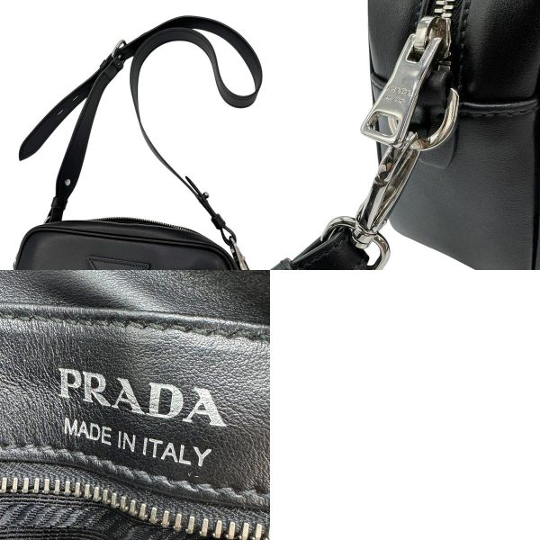 z0662 11 c Prada Leather Crossbody Shoulder Bag Black