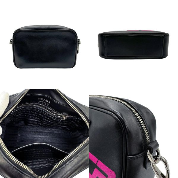 z0662 3 c Prada Leather Crossbody Shoulder Bag Black