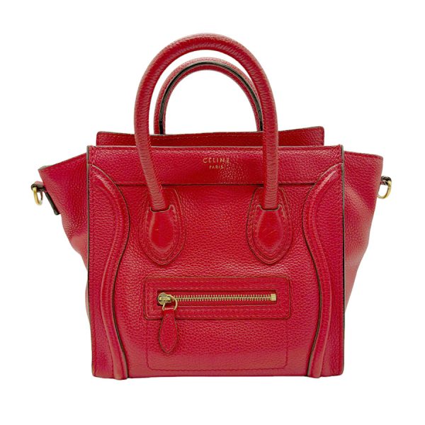 z0665 1 Celine Leather Crossbody Shoulder Bag Red