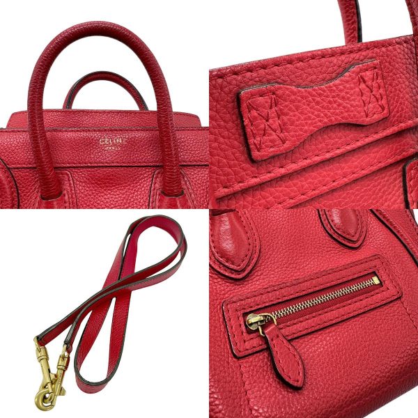 z0665 10 c Celine Leather Crossbody Shoulder Bag Red