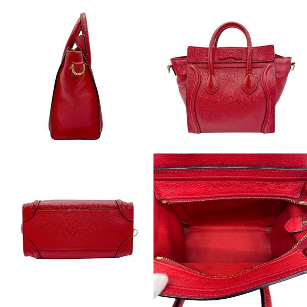 z0665 2 c Celine Leather Crossbody Shoulder Bag Red