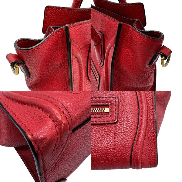 z0665 6 c Celine Leather Crossbody Shoulder Bag Red