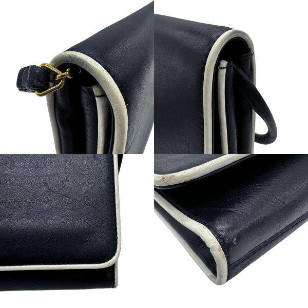 z0667 6 c Celine Leather Shoulder Bag Navy