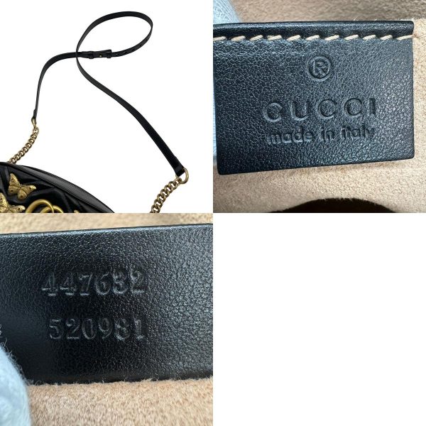 z0727 11 c Gucci GG Marmont Crossbody Shoulder Bag Leather Black