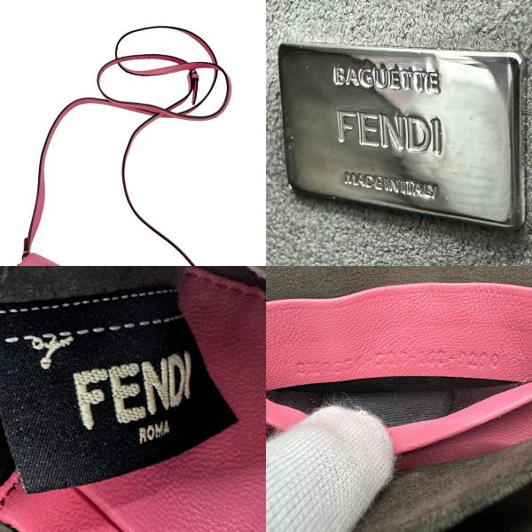 z0731 11 c Fendi Leather Micro Bucket Shoulder Bag Pink