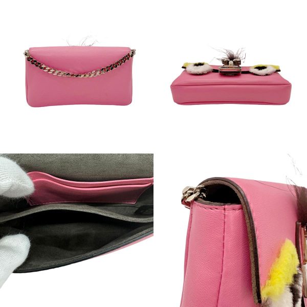 z0731 3 c Fendi Leather Micro Bucket Shoulder Bag Pink