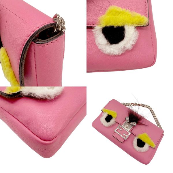 z0731 7 c Fendi Leather Micro Bucket Shoulder Bag Pink