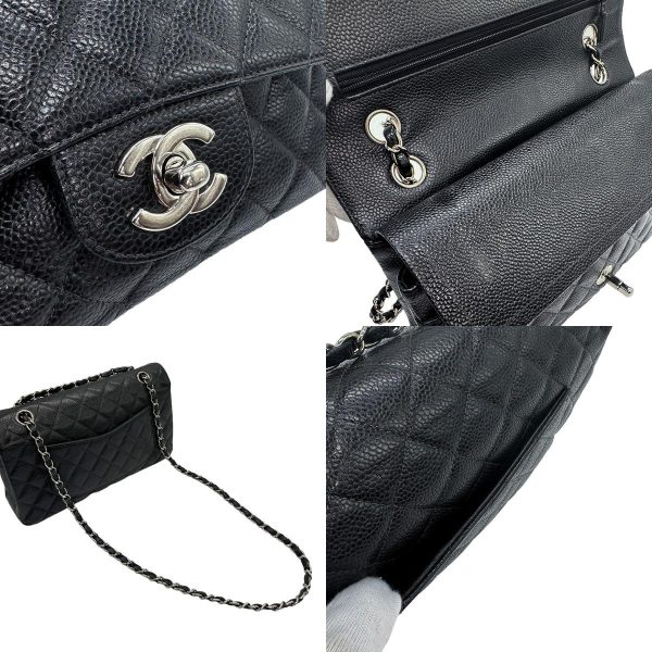 z0738 10 c Chanel Matelasse Caviar Skin Leather Shoulder Bag Black