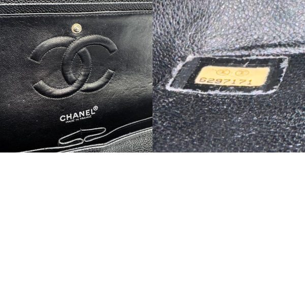 z0738 14 c Chanel Matelasse Caviar Skin Leather Shoulder Bag Black