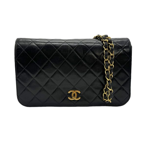 z0746 1 Chanel Matelasse Leather Crossbody Shoulder Bag Black