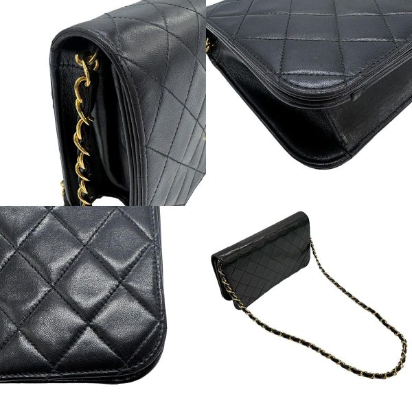 z0746 7 c Chanel Matelasse Leather Crossbody Shoulder Bag Black