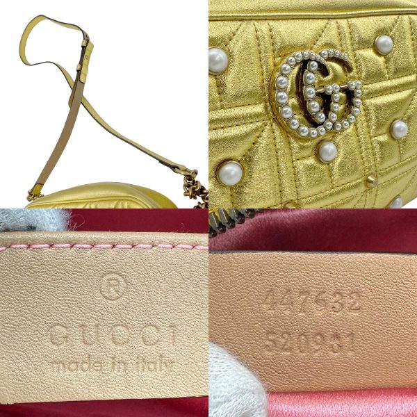 z0772 11 c Gucci GG Marmont Leather Crossbody Shoulder Bag Gold