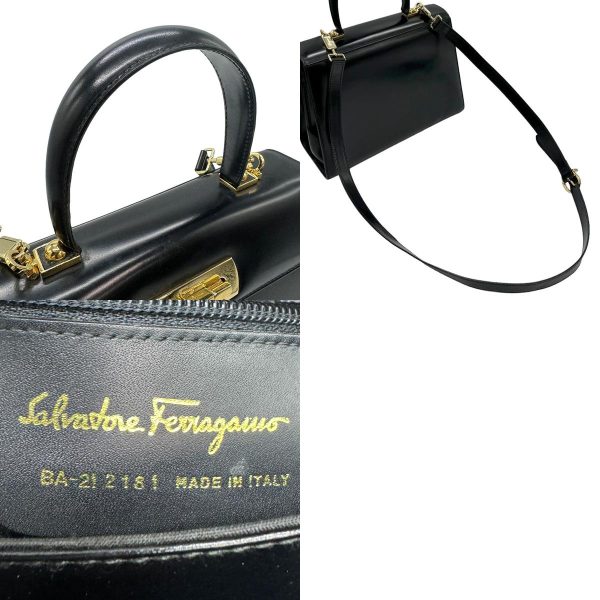 z0778 11 c Salvatore Ferragamo Handbag Shoulder Bag Gancini Leather Black