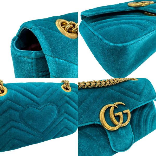 z0791 7 c Gucci GG Marmont Velor Shoulder Bag Green