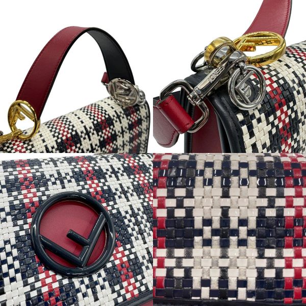 z0829 10 c Fendi Leather Shoulder Bag Red Navy White