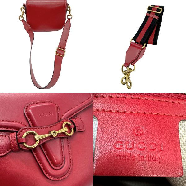 z0835 10 c Gucci Horsebit Leather Shoulder Bag Red