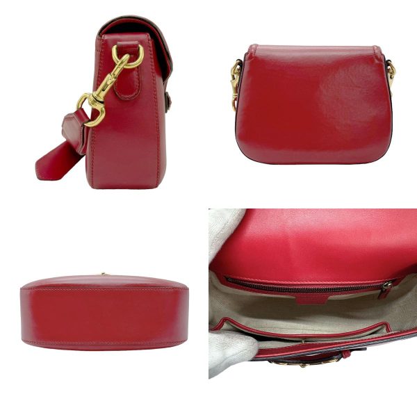 z0835 2 c Gucci Horsebit Leather Shoulder Bag Red