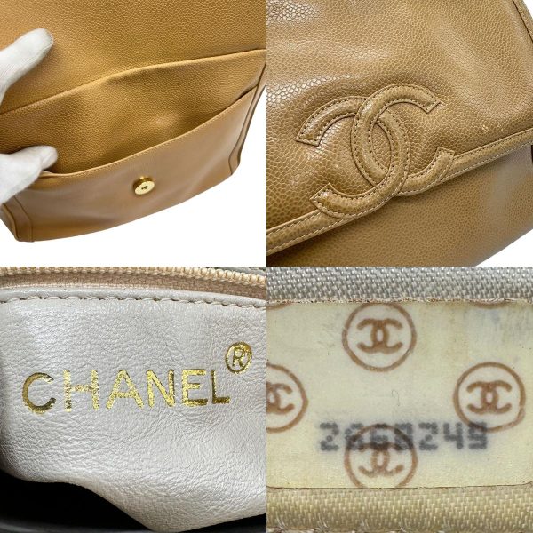 z0840 14 c Chanel Caviar Skin Leather Shoulder Bag Camel