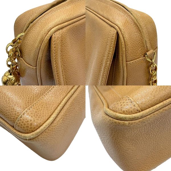 z0840 6 c Chanel Caviar Skin Leather Shoulder Bag Camel