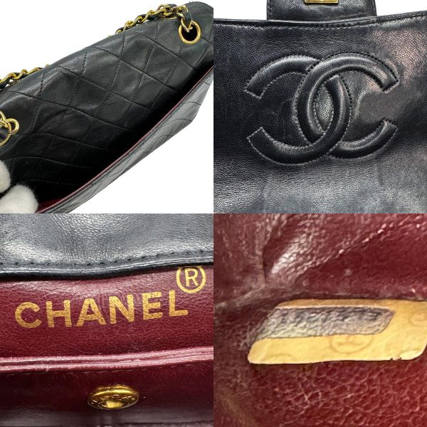 z0851 11 c Chanel Matelasse Lambskin Shoulder Bag Black