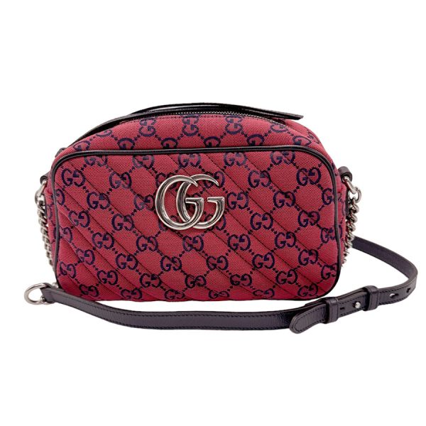 z0886 1 Gucci GG Marmont GG Canvas Shoulder Bag Red