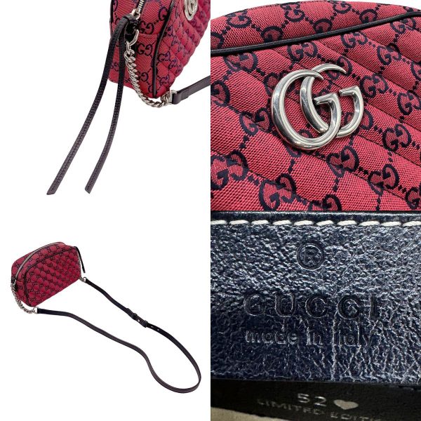 z0886 10 c Gucci GG Marmont GG Canvas Shoulder Bag Red