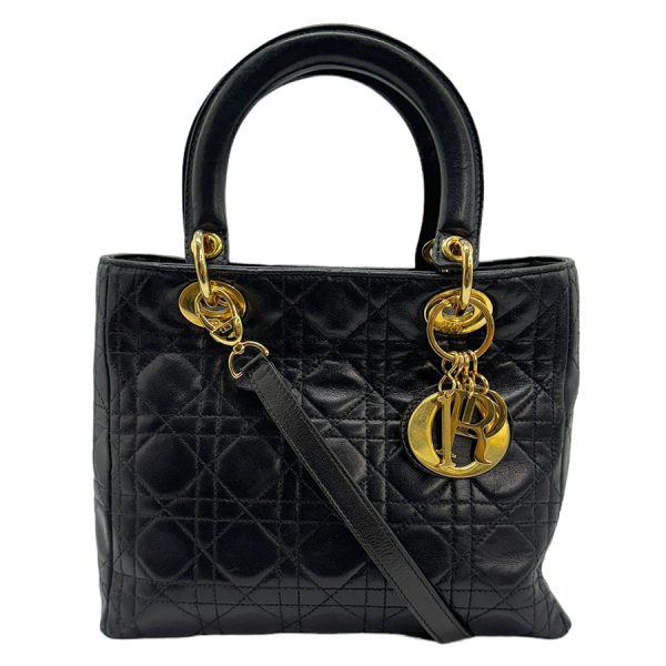 z0905 1 Christian Dior Lady Dior Lambskin Handbag Black