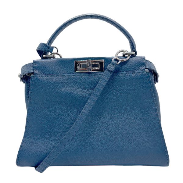 z0911 1 Fendi Leather Handbag Blue