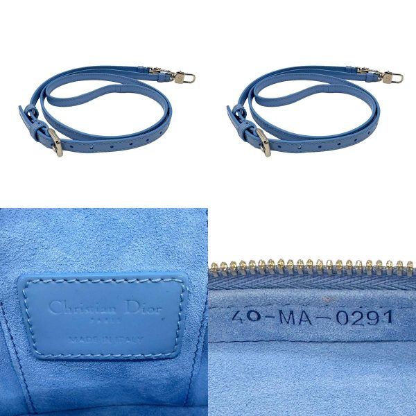 z0922 12 c Christian Dior Lady Dior Micro Leather Shoulder Bag Blue