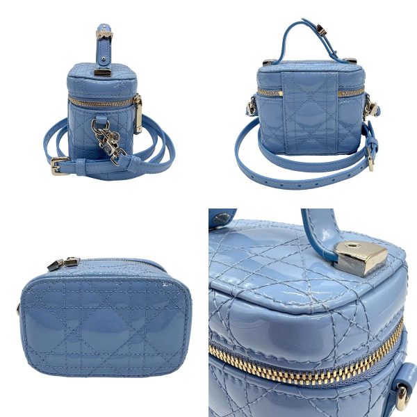 z0922 2 c Christian Dior Lady Dior Micro Leather Shoulder Bag Blue