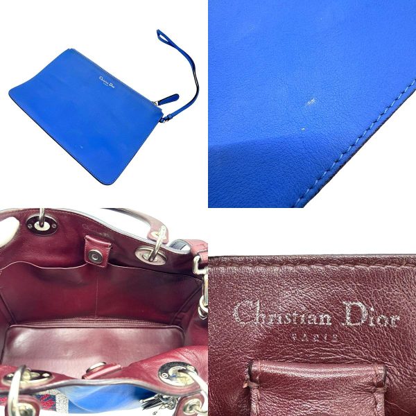 z0934 14 c Christian Dior Cannage Leather Shoulder Bag Blue