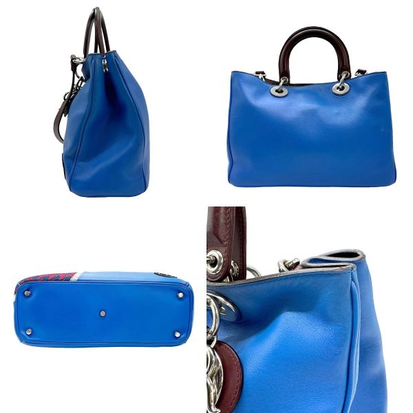 z0934 2 c Christian Dior Cannage Leather Shoulder Bag Blue