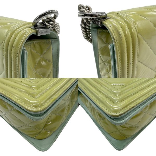 z0946 6 c Chanel Boy Chanel Patent Leather Shoulder Bag Green