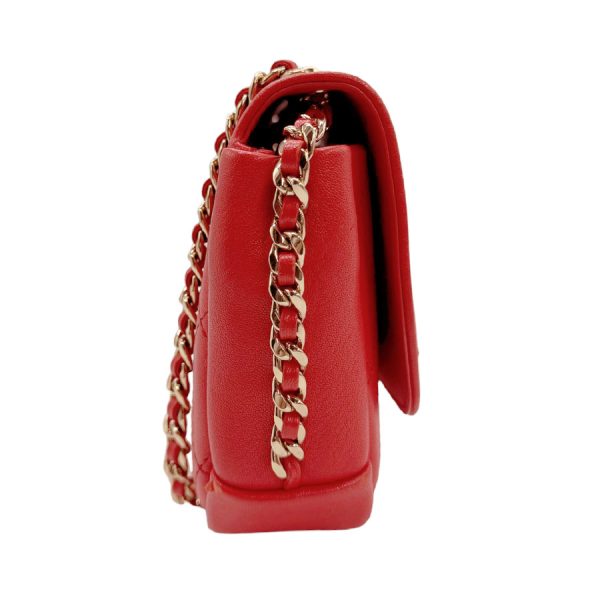 z0949 2 Chanel Leather Shoulder Bag Red