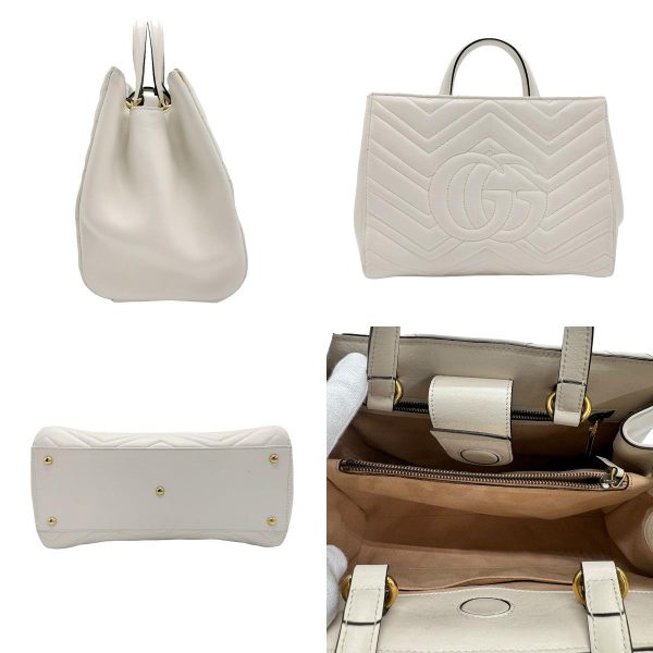 z1006 2 c Gucci GG Marmont Leather Shoulder Bag Ivory