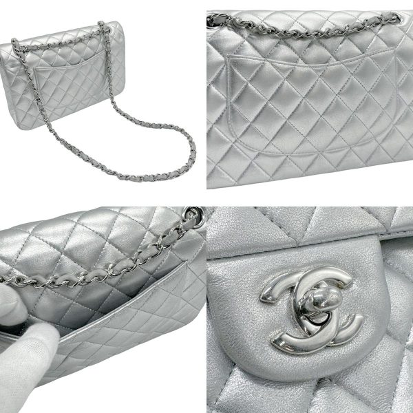 z1019 10 c Chanel Matelasse Lambskin Shoulder Bag Silver