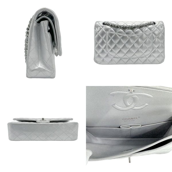 z1019 2 c Chanel Matelasse Lambskin Shoulder Bag Silver