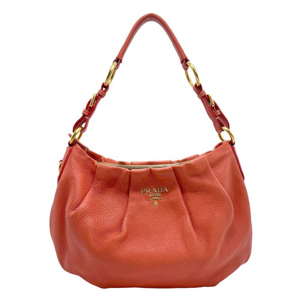 z1028 1 Prada Leather Shoulder Bag Orange