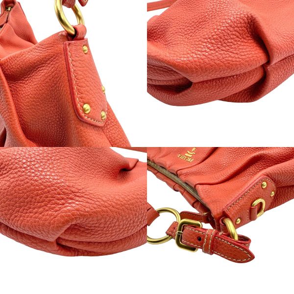 z1028 7 c Prada Leather Shoulder Bag Orange