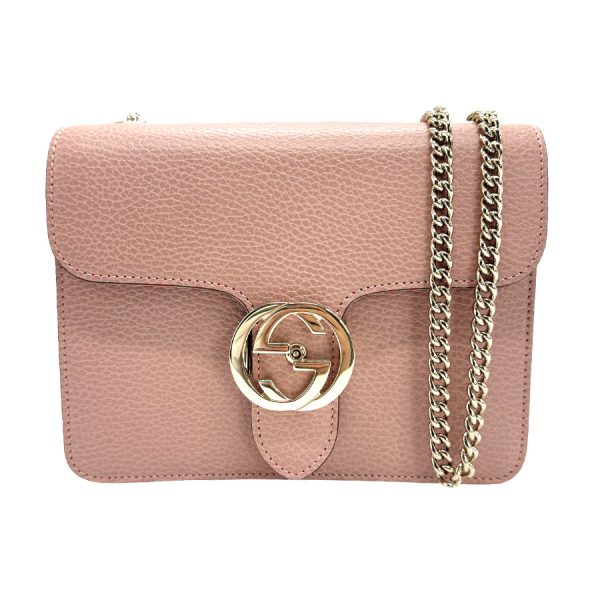 z1054 1 Gucci Interlocking G Leather Shoulder Bag Pink