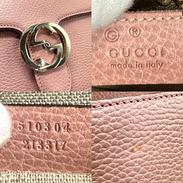 z1054 11 c Gucci Interlocking G Leather Shoulder Bag Pink