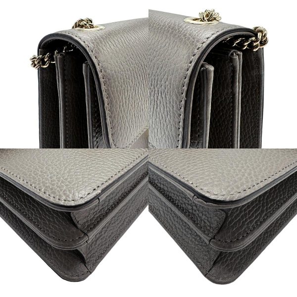 z1084 6 c Gucci Leather Shoulder Bag Gray